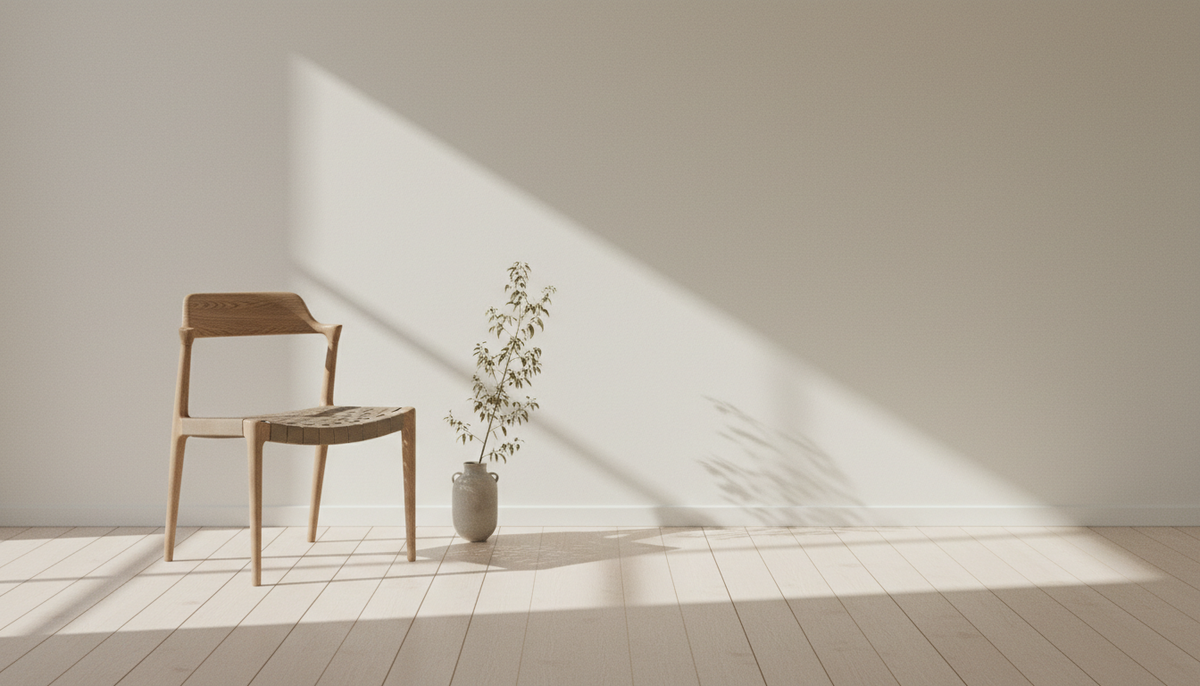 A hard wooden chair with rattan seat.